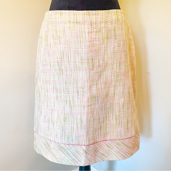 SIGRID OLSEN Tweed Designer Pink/Green Knee Length Pencil Skirt Sz 10 - Picture 7 of 8